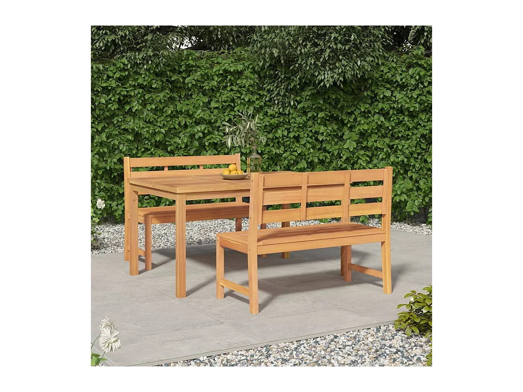 Ensemble à manger de jardin 3 pcs Bois de teck massif