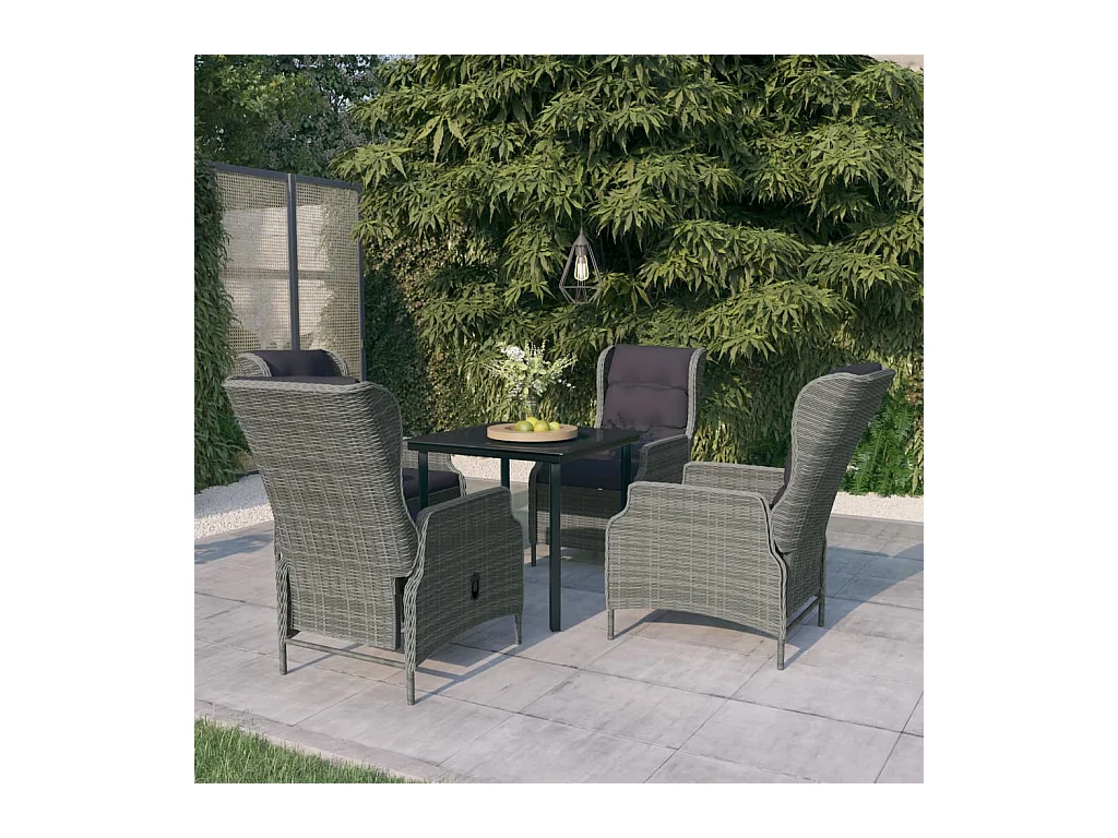Ensemble à manger de jardin 5 pcs Gris clair