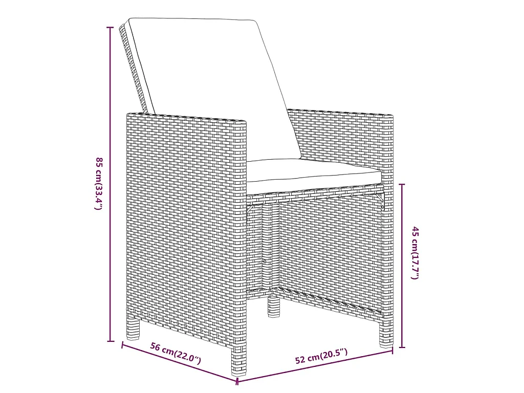 7-delige Tuinset met kussens poly rattan zwart