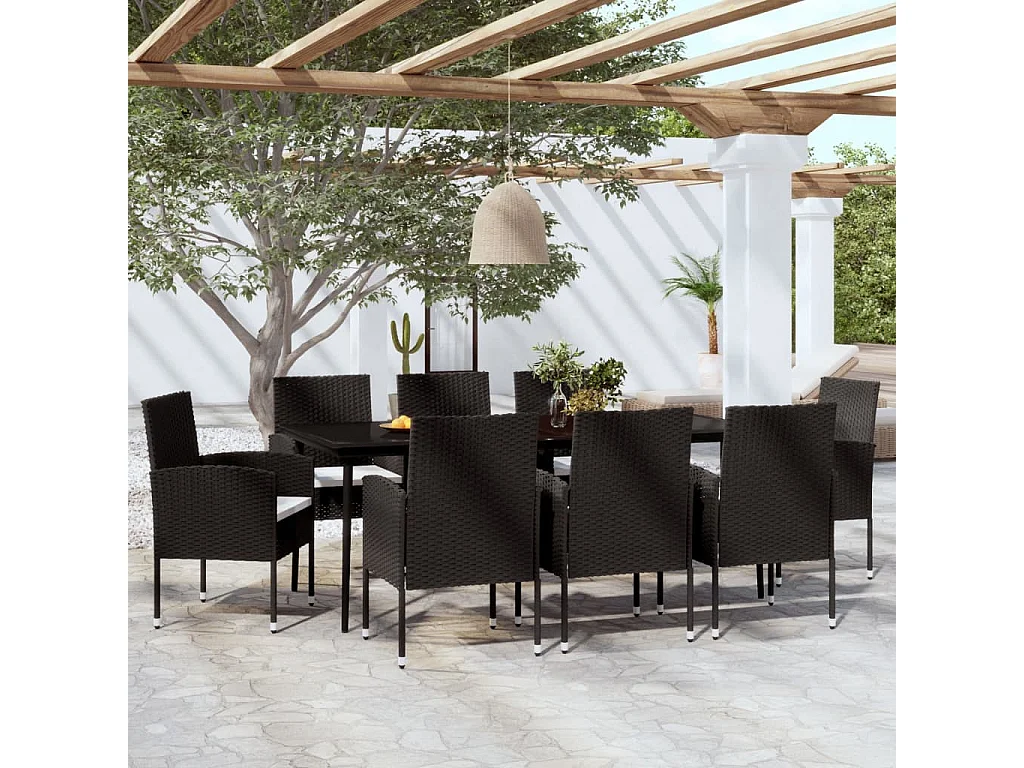 Set da Pranzo da Giardino 9 pz Nero