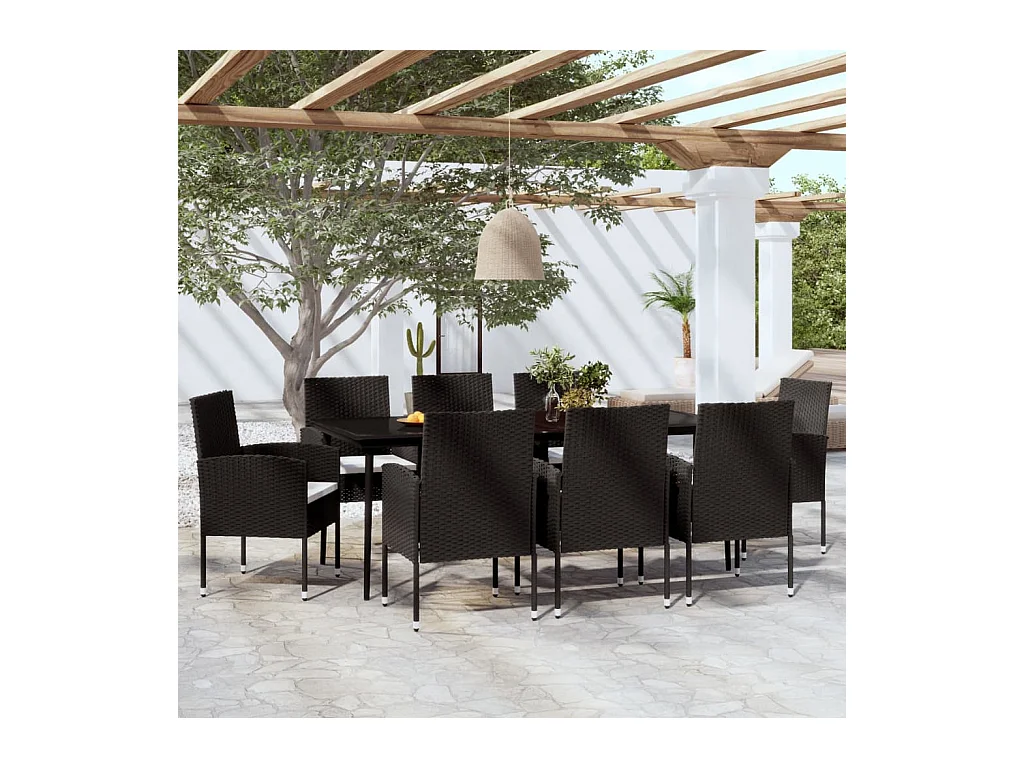Ensemble à manger de jardin 9 pcs Noir