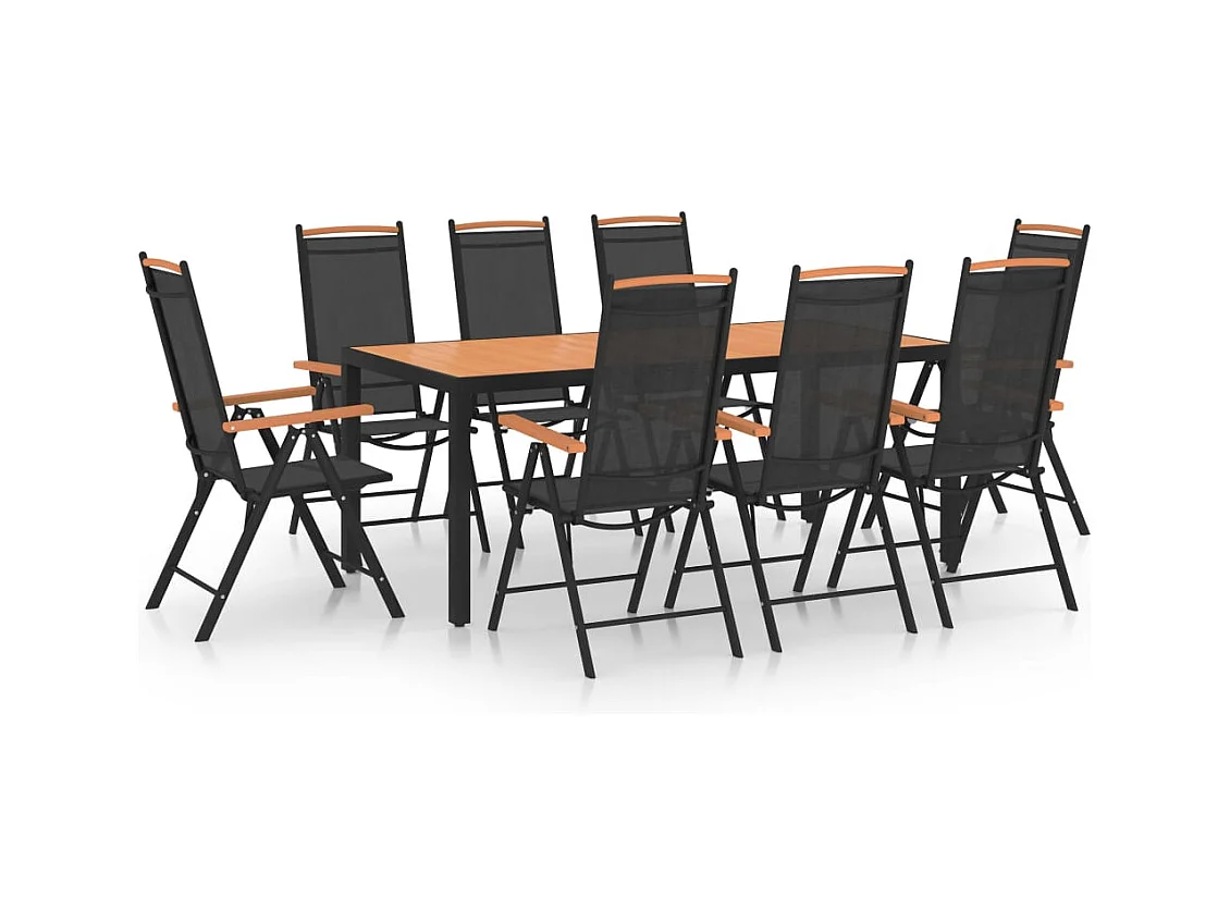 Ensemble à manger de jardin 9 pcs aluminium noir