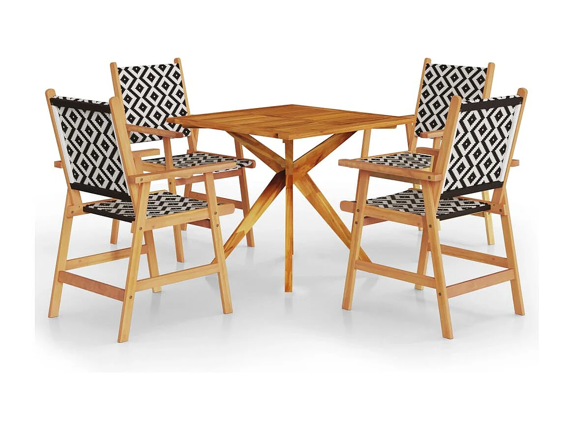 5 pcs conjunto de jantar para jardim madeira de acácia maciça