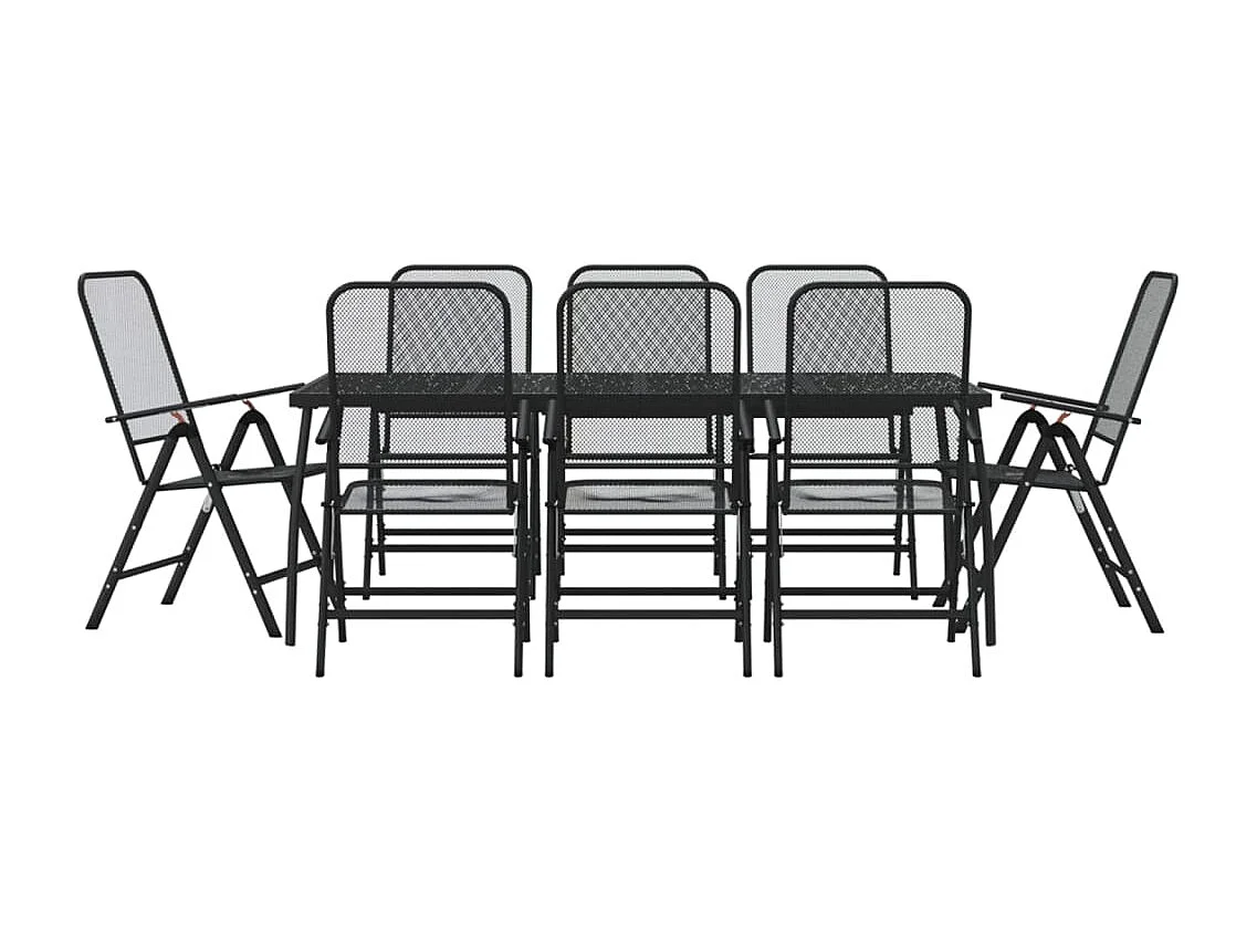 Ensemble à manger de jardin 9 pcs anthracite métal maille