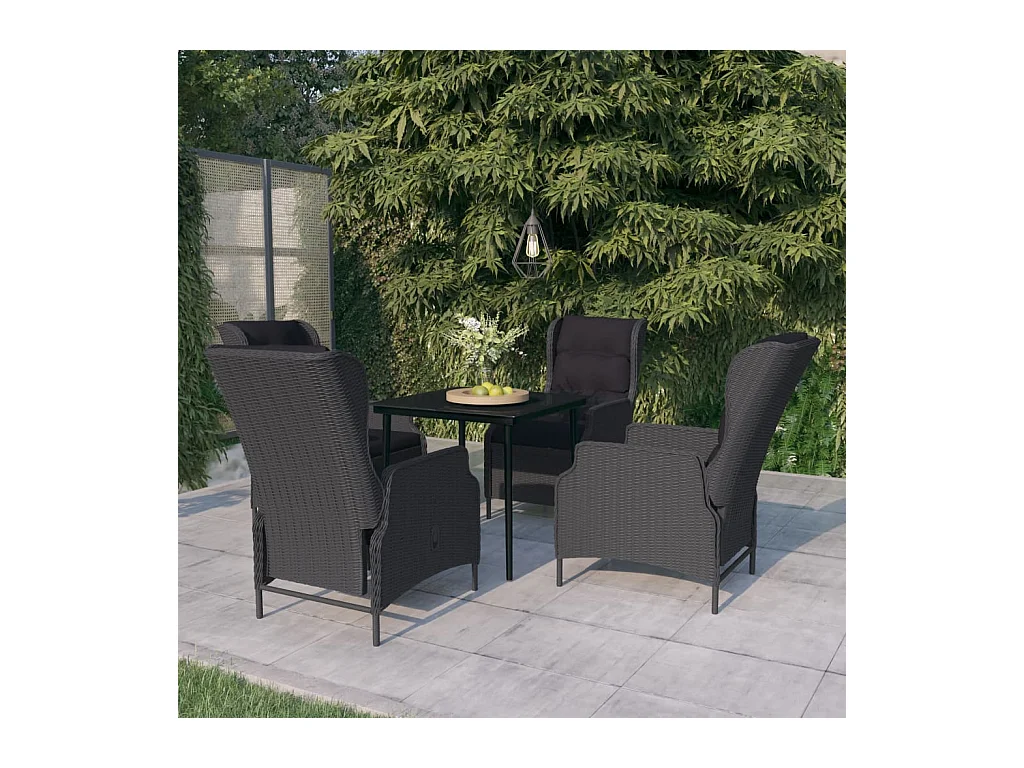Ensemble à manger de jardin 5 pcs Gris foncé