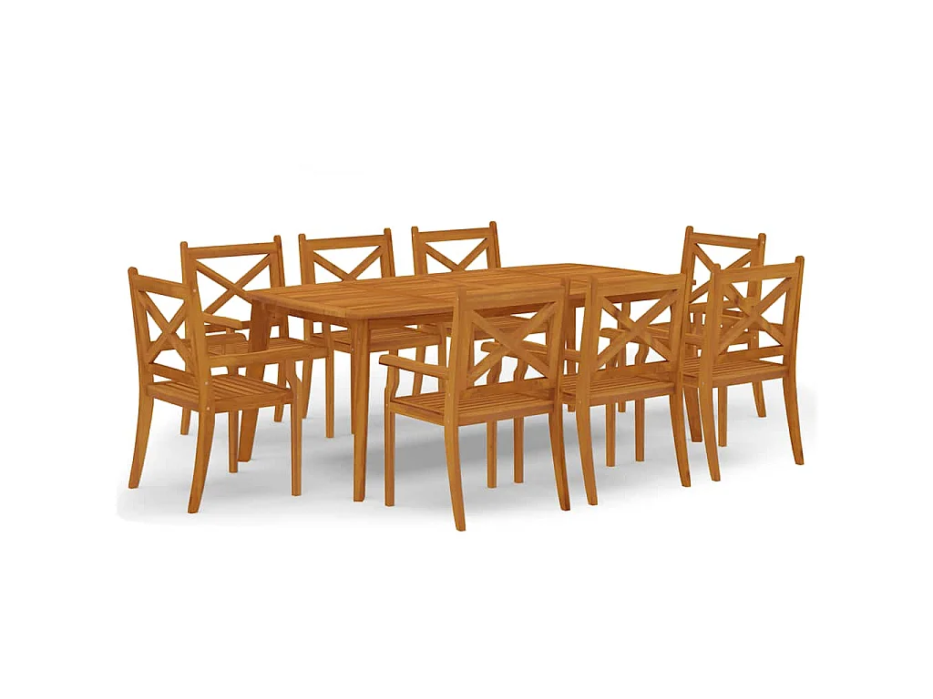 Set da Pranzo per Giardino 9 pz in Legno Massello di Acacia