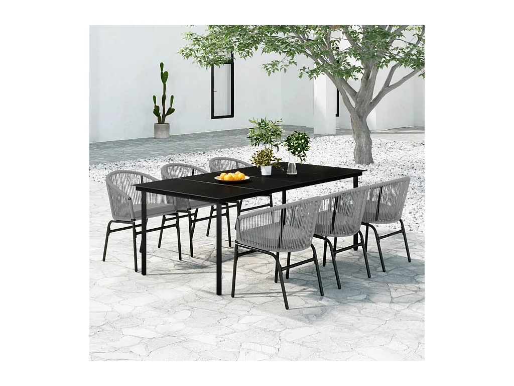 Ensemble à manger de jardin 7 pcs Gris