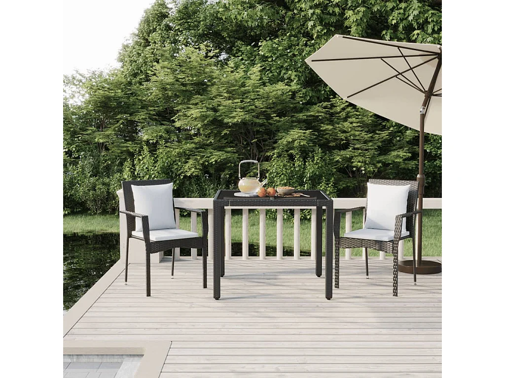 Ensemble à manger de jardin avec coussins 3 pcs Noir