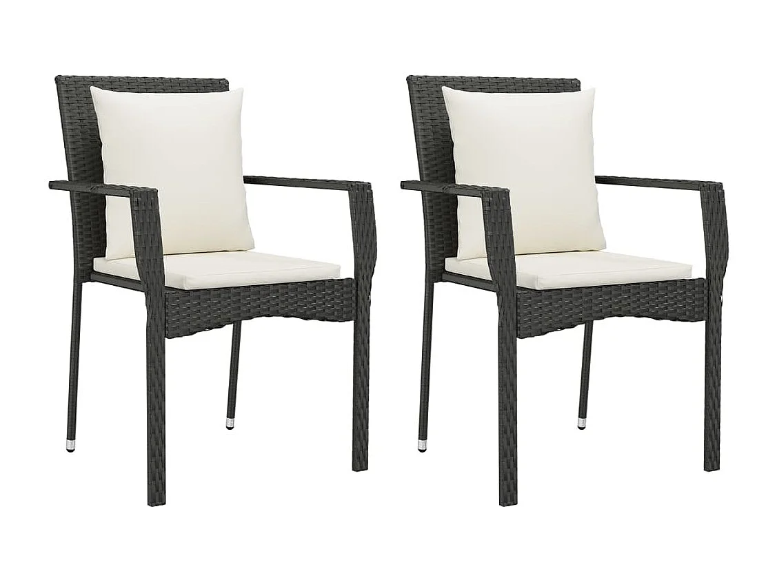 Ensemble à manger de jardin avec coussins 3 pcs Noir