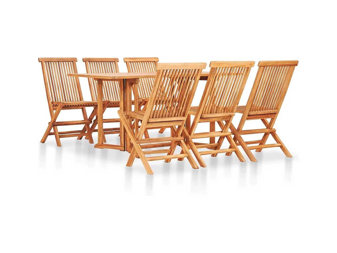 Ensemble à manger d'extérieur pliable 7 pcs Bois solide de teck