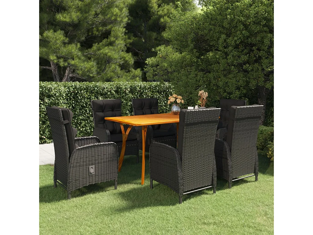Set da Pranzo da Giardino 7 pz Nero