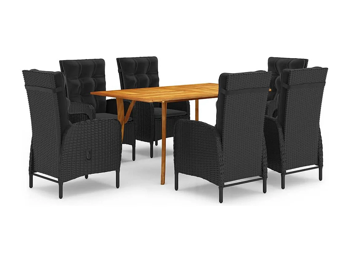 Set da Pranzo da Giardino 7 pz Nero