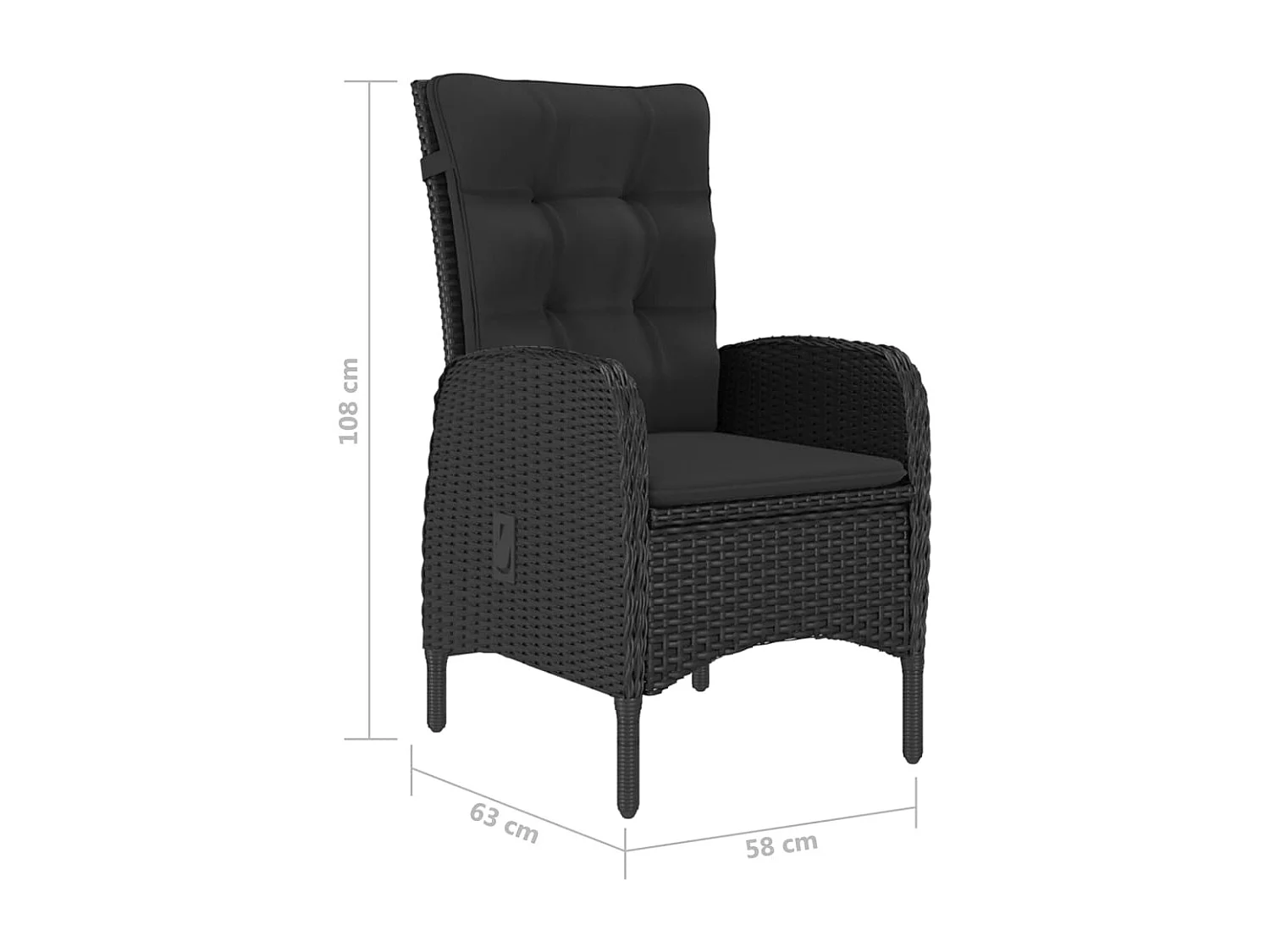 Set da Pranzo da Giardino 7 pz Nero