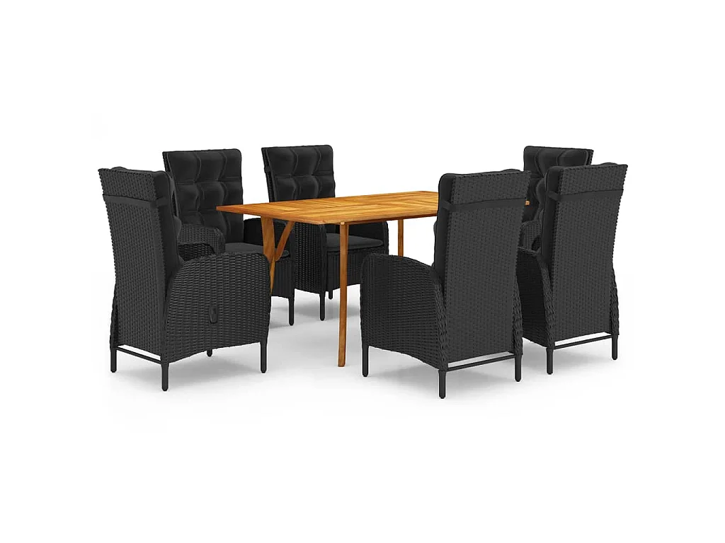 Ensemble à manger de jardin 7 pcs Noir
