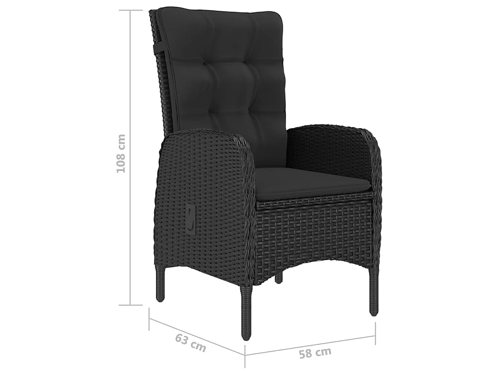 Ensemble à manger de jardin 7 pcs Noir