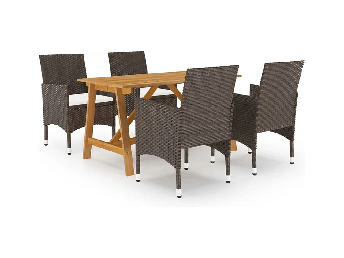 Ensemble à manger de jardin 5 pcs Marron