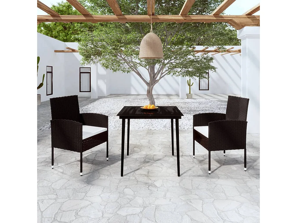 Ensemble à manger de jardin 3 pcs Noir