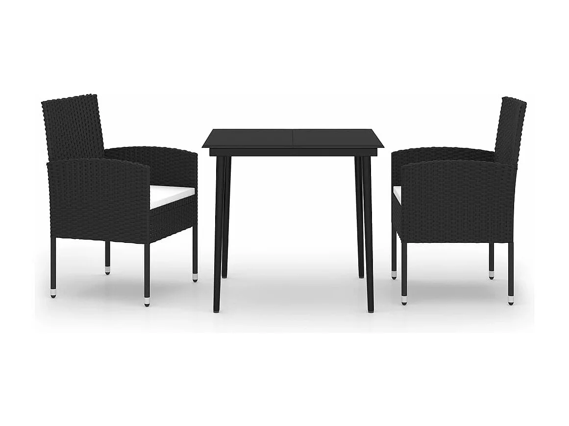 Ensemble à manger de jardin 3 pcs Noir