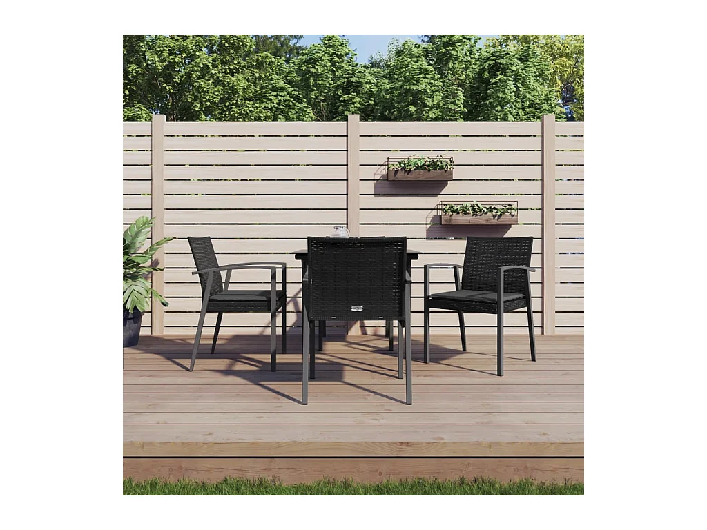 Ensemble à manger de jardin 5 pcs coussins résine tressée acier