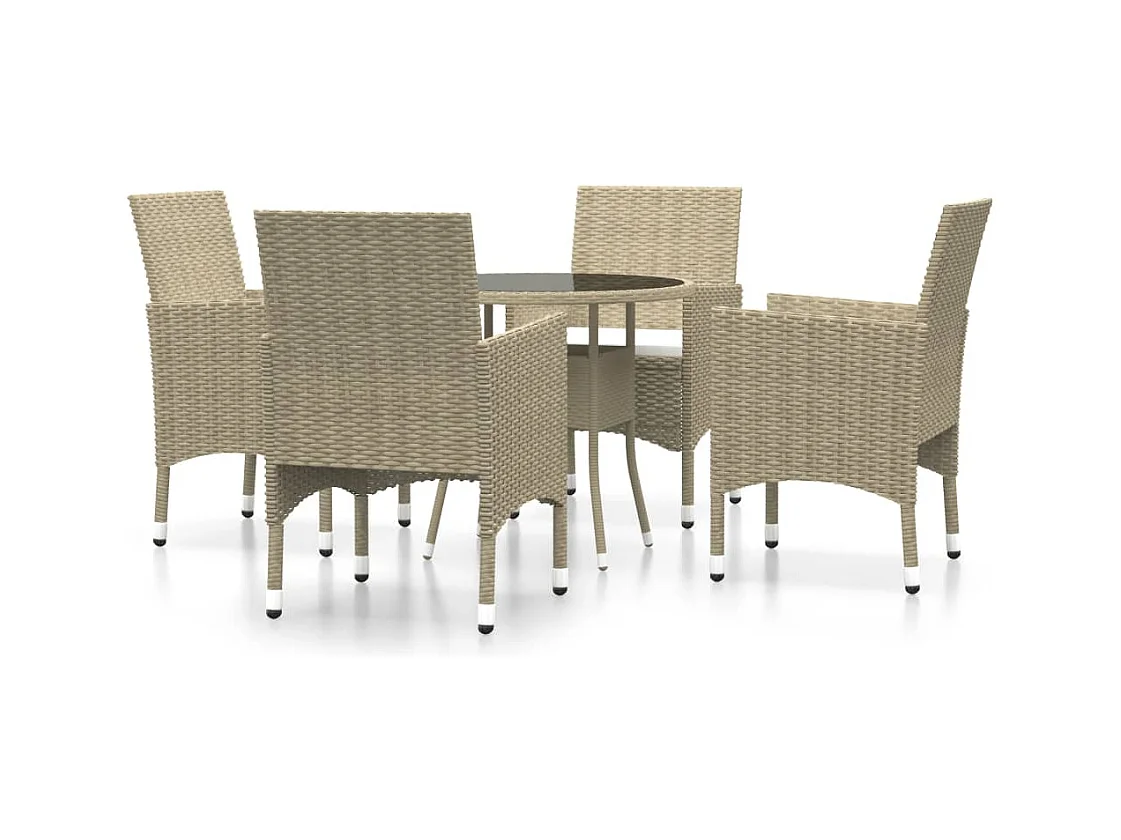 Ensemble à manger de jardin 5 pcs Résine tressée Beige