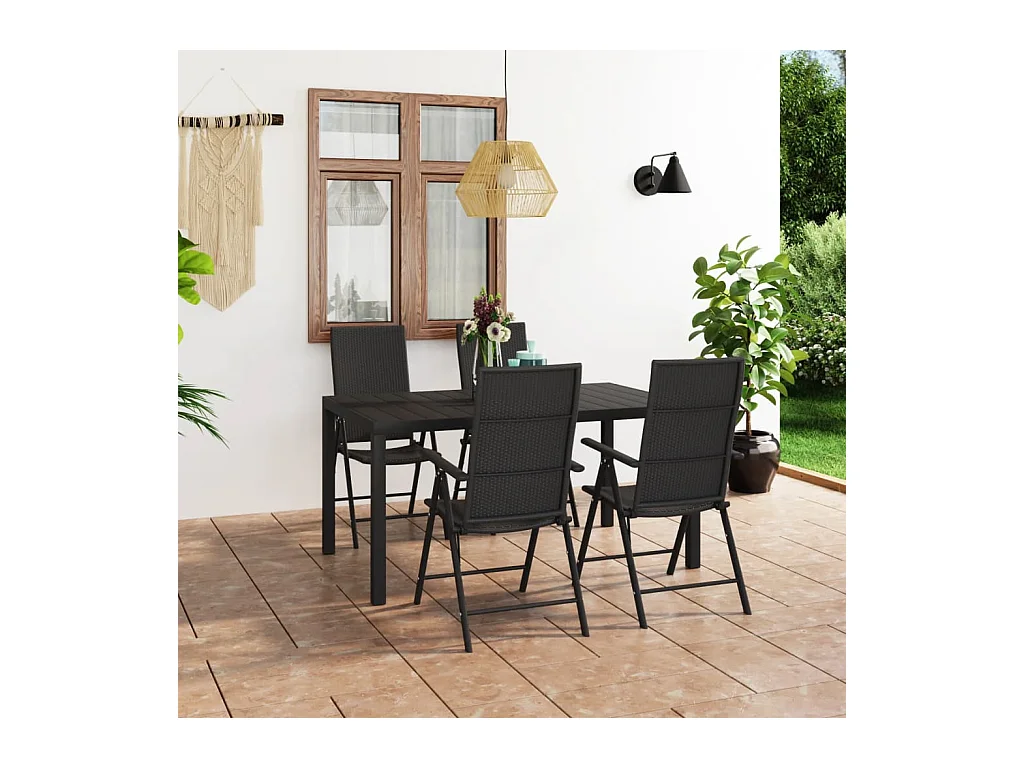 Ensemble à manger de jardin 5 pcs noir