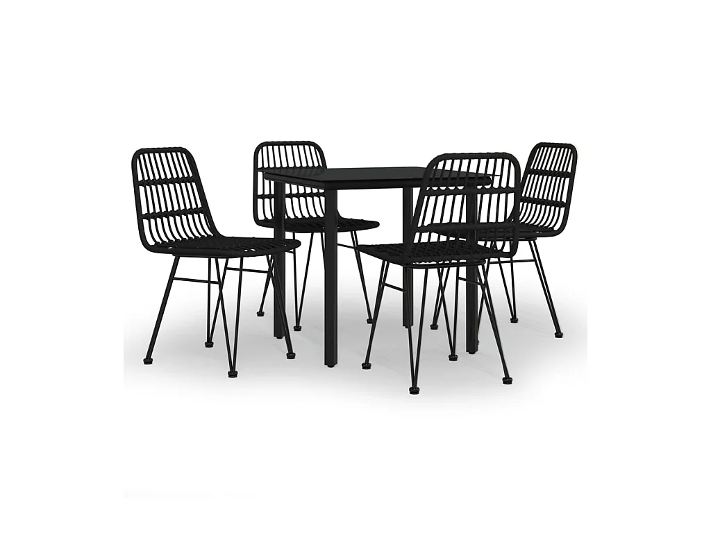 5-tlg. Garten-Essgruppe Schwarz Poly Rattan