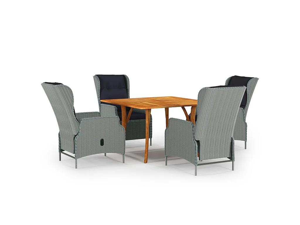 Set Mobili da Pranzo per Giardino 5 pz Grigio Chiaro