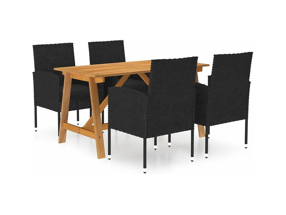 Ensemble à manger de jardin 5 pcs Noir