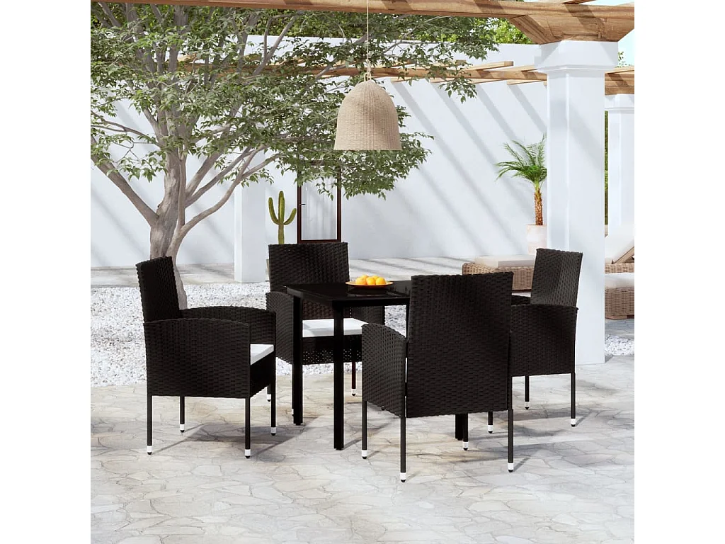 Ensemble à manger de jardin 5 pcs Noir