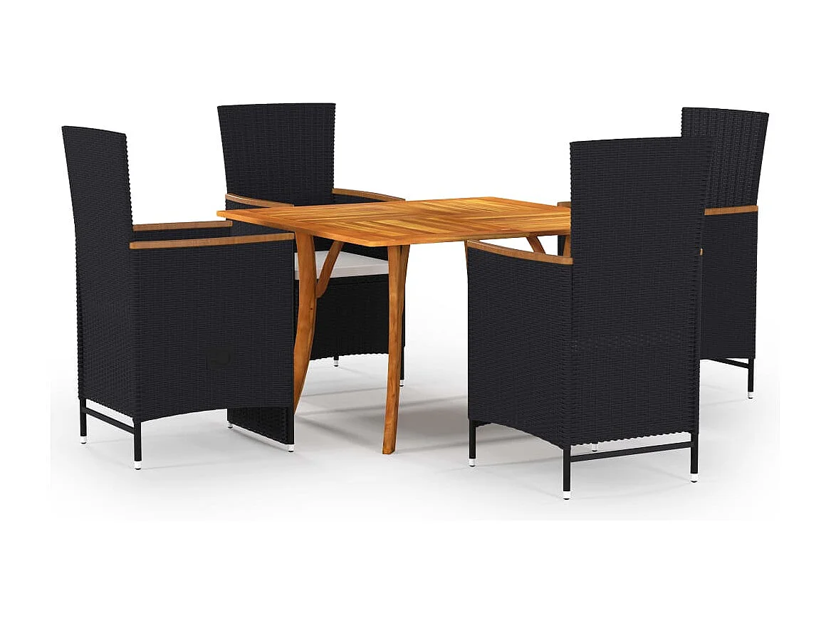 Ensemble de salle à manger de jardin 5 pcs Noir