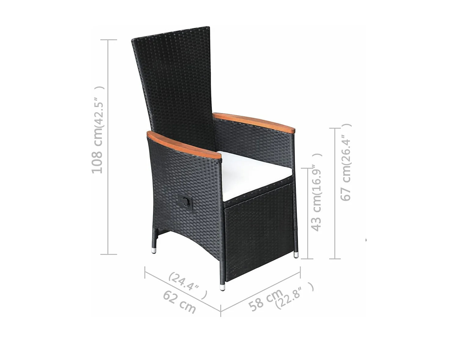 Ensemble de salle à manger de jardin 5 pcs Noir