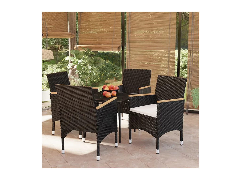 Ensemble à manger de jardin avec coussins 5 pcs Noir