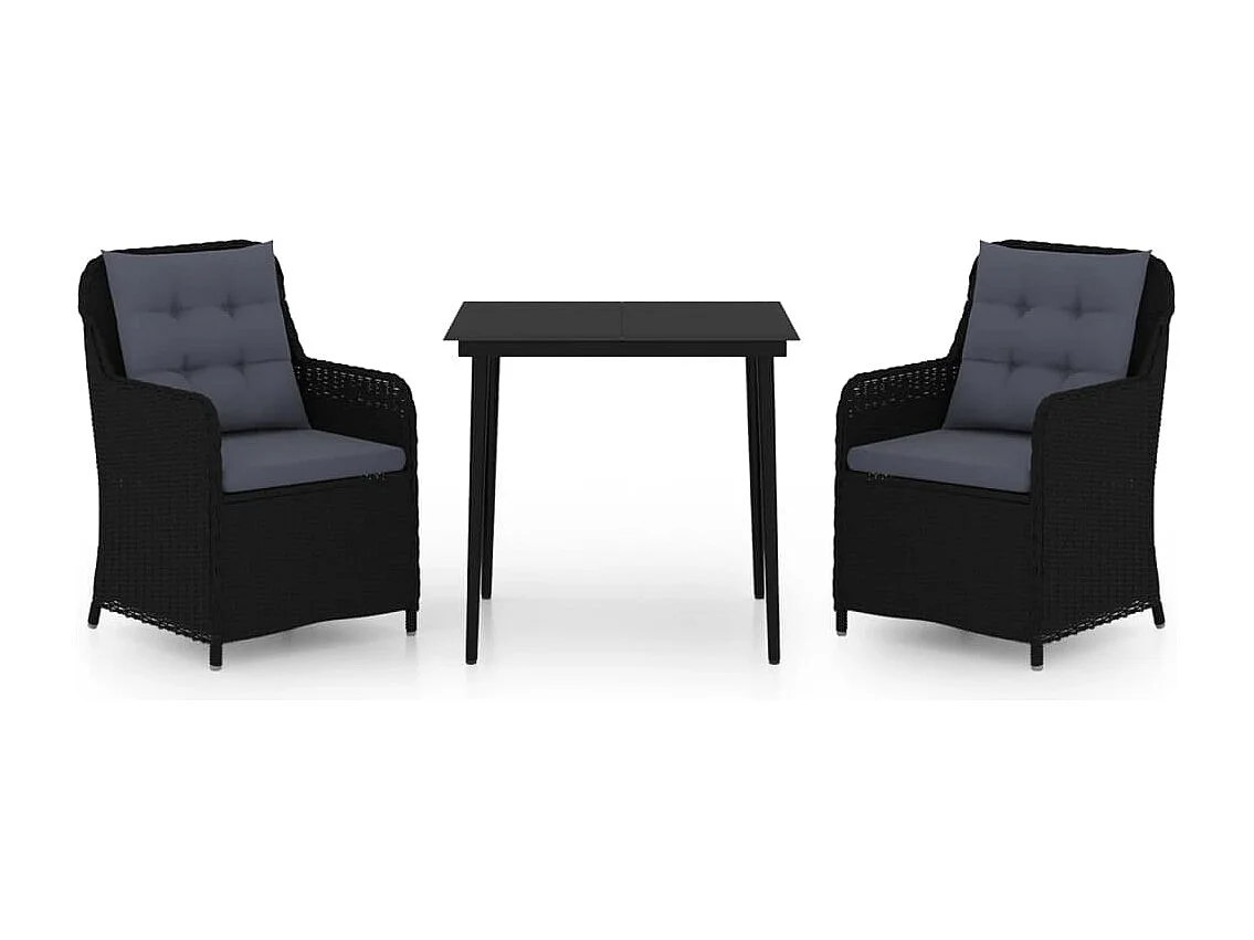 Ensemble à manger de jardin 3 pcs Noir