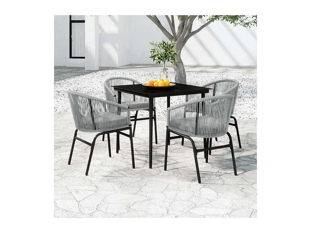 Ensemble à manger de jardin 5 pcs Gris