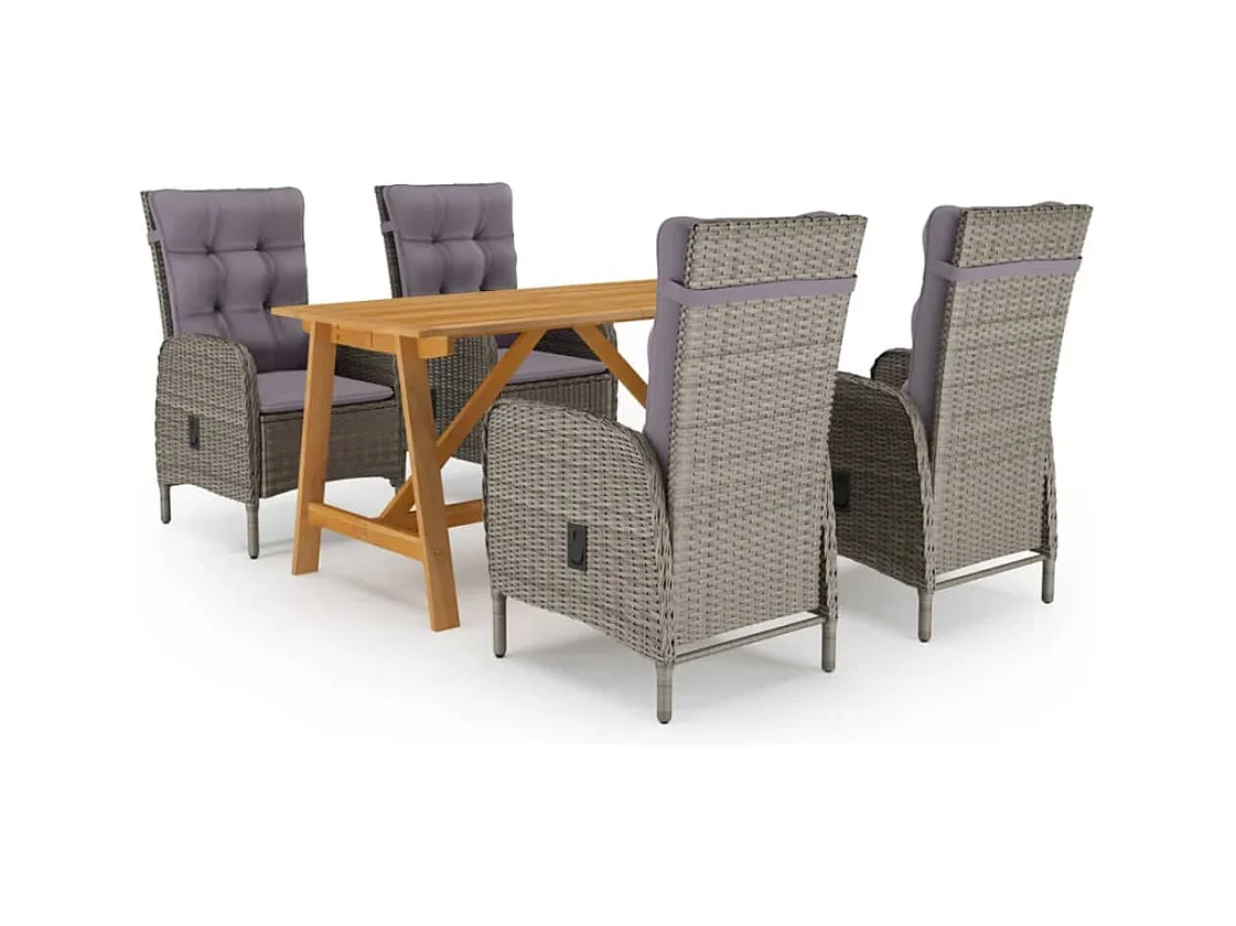 Ensemble à manger de jardin 5 pcs Gris