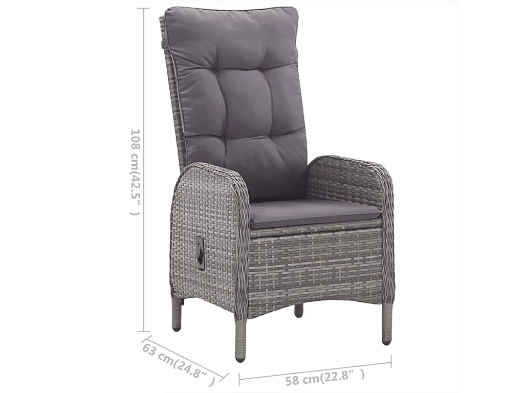 5 pcs conjunto de jantar para jardim cinzento