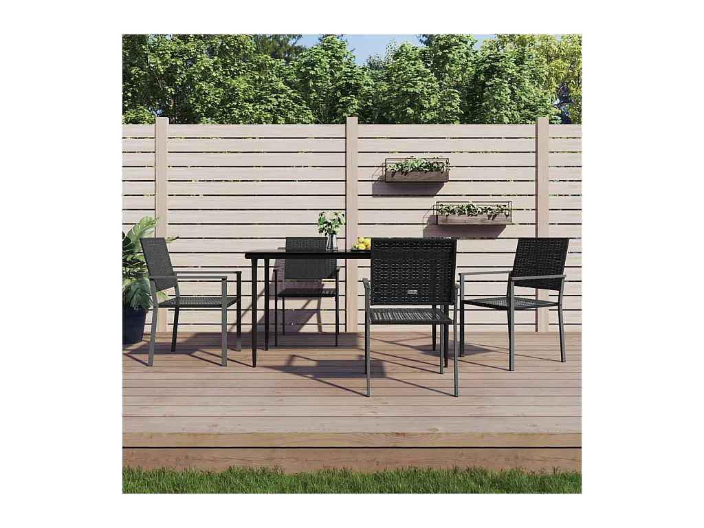 Ensemble à manger de jardin 5 pcs résine tressée acier