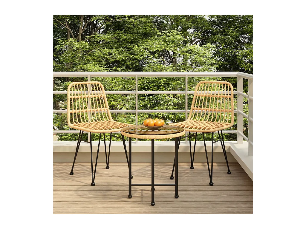Ensemble à manger de jardin 3 pcs Résine tressée