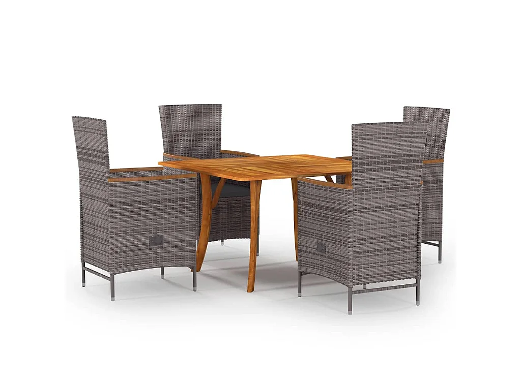 Set Mobili da Pranzo per Giardino 5 pz Grigio