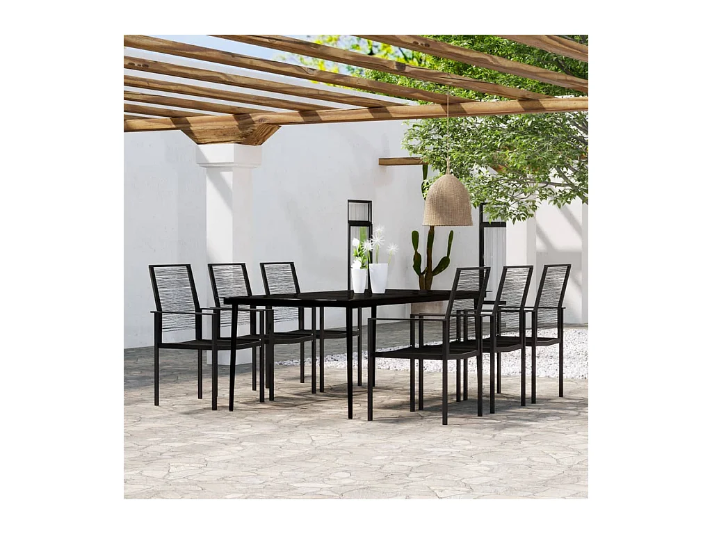 Ensemble à manger de jardin 7 pcs Noir