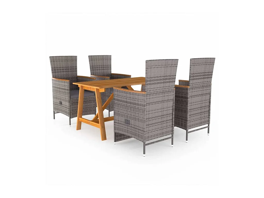 Ensemble à manger de jardin 5 pcs Gris