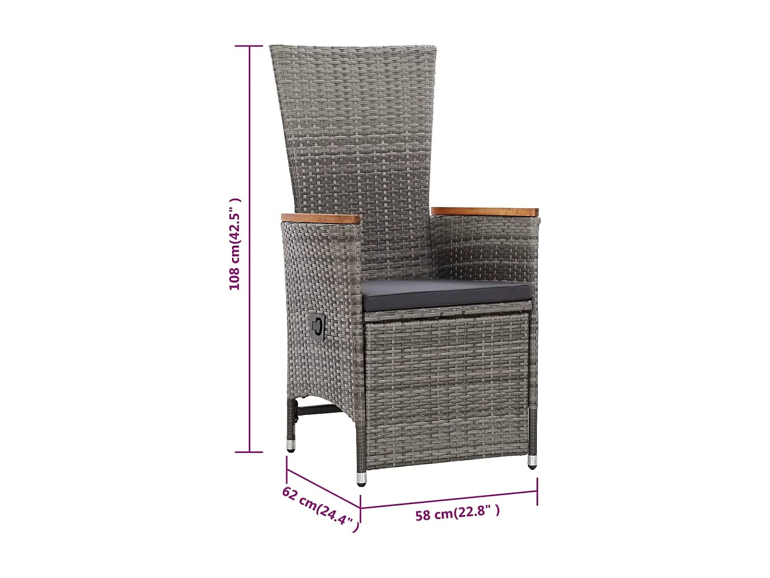 5 pcs conjunto de jantar para jardim cinzento