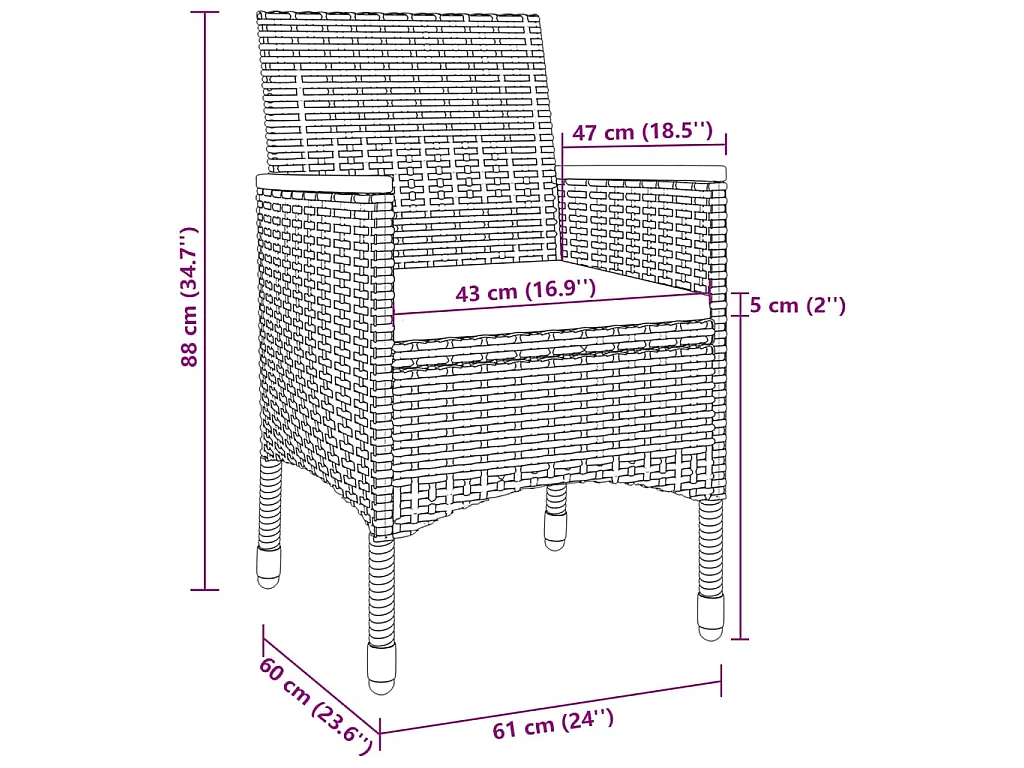 7-delige Tuinset met kussens poly rattan en glas