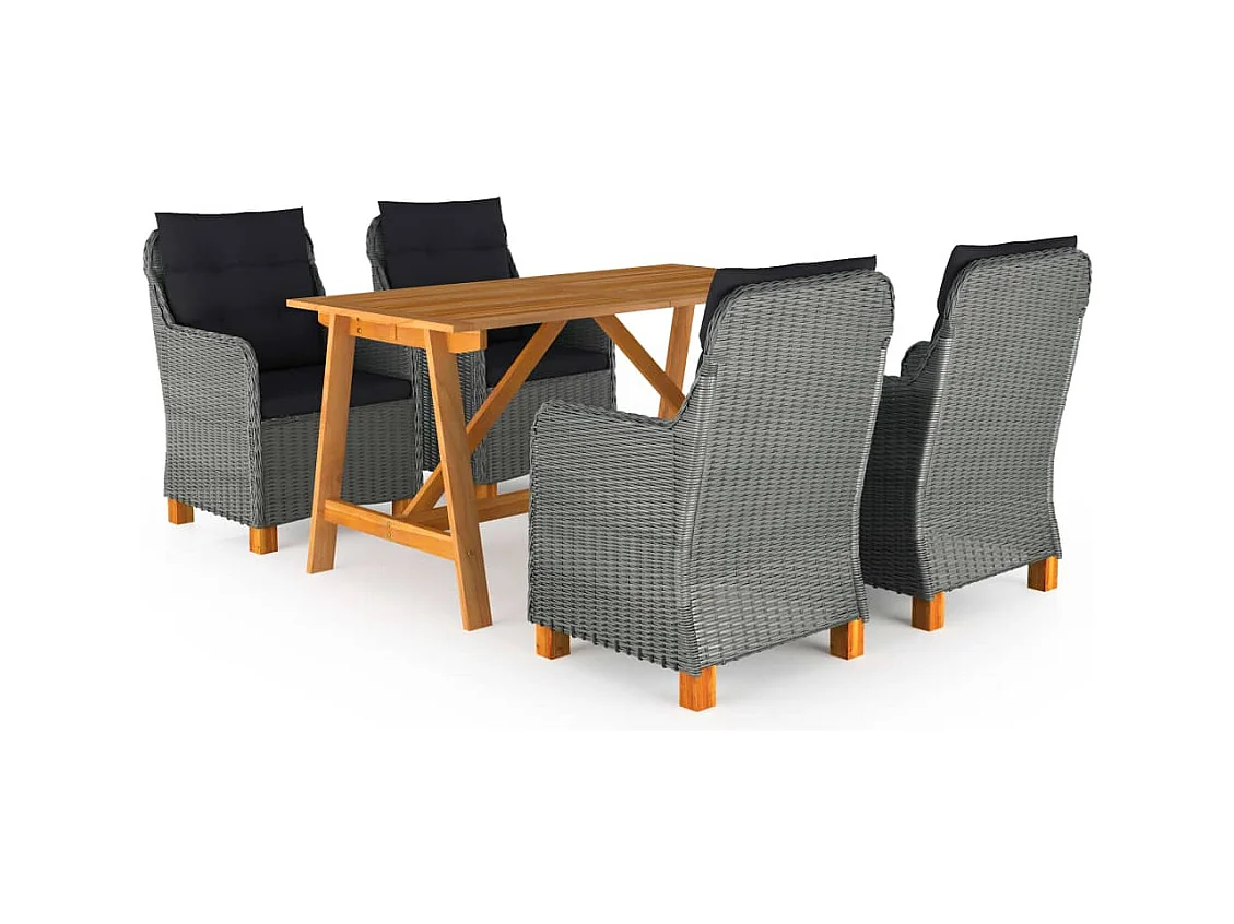 Ensemble à manger de jardin 5 pcs Gris clair