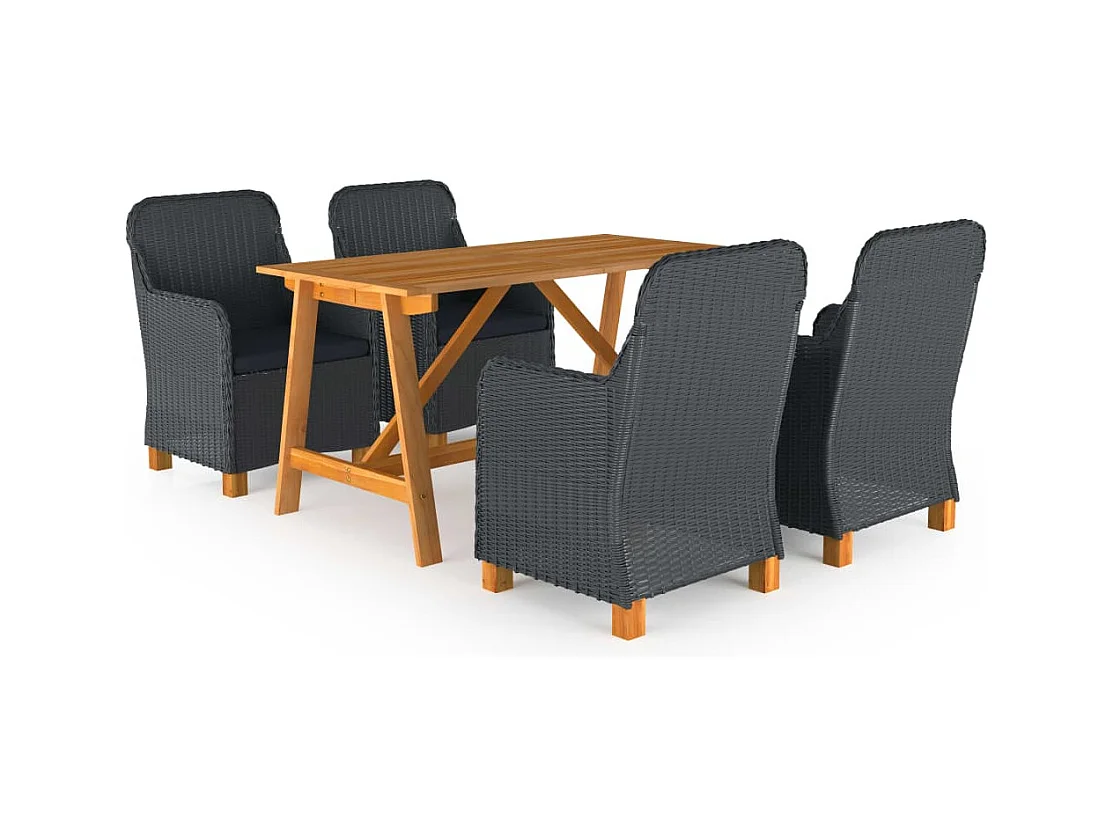 Ensemble à manger de jardin 5 pcs Gris foncé