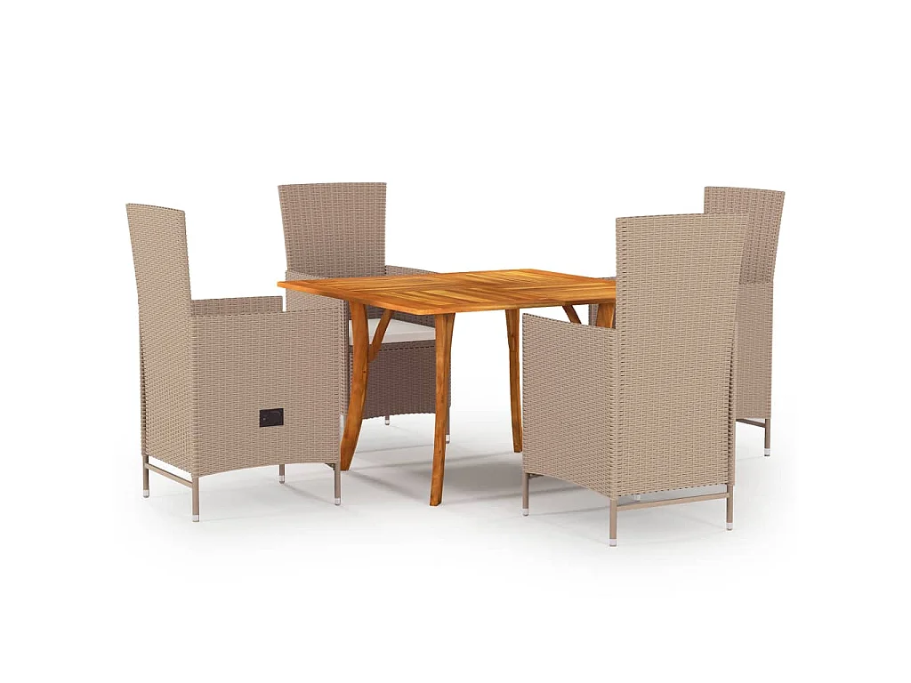 Set Mobili da Pranzo per Giardino 5 pz Beige