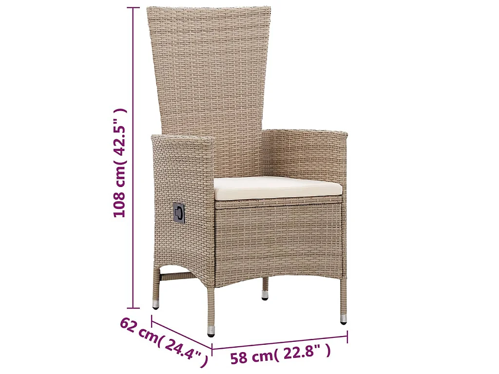 Set Mobili da Pranzo per Giardino 5 pz Beige