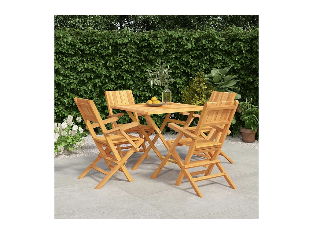 Ensemble à manger de jardin 5 pcs Bois de teck massif