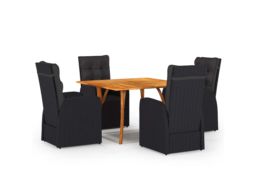 Set Mobili da Pranzo per Giardino 5 pz Nero