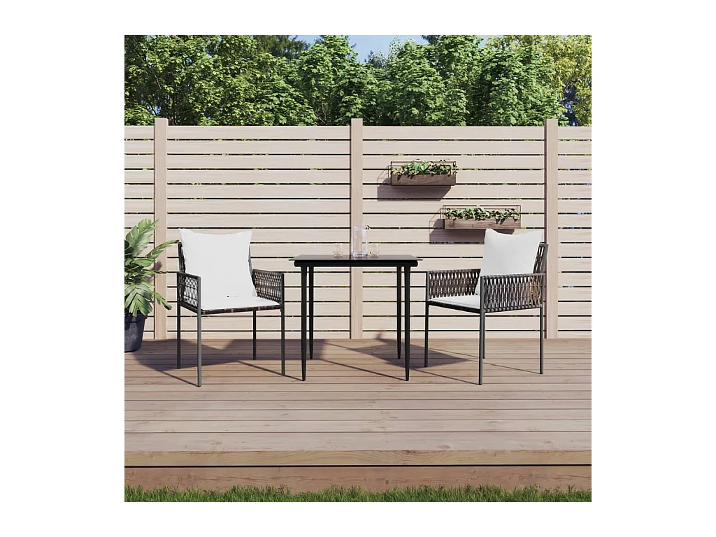 Ensemble à manger de jardin 3 pcs coussins résine tressée acier